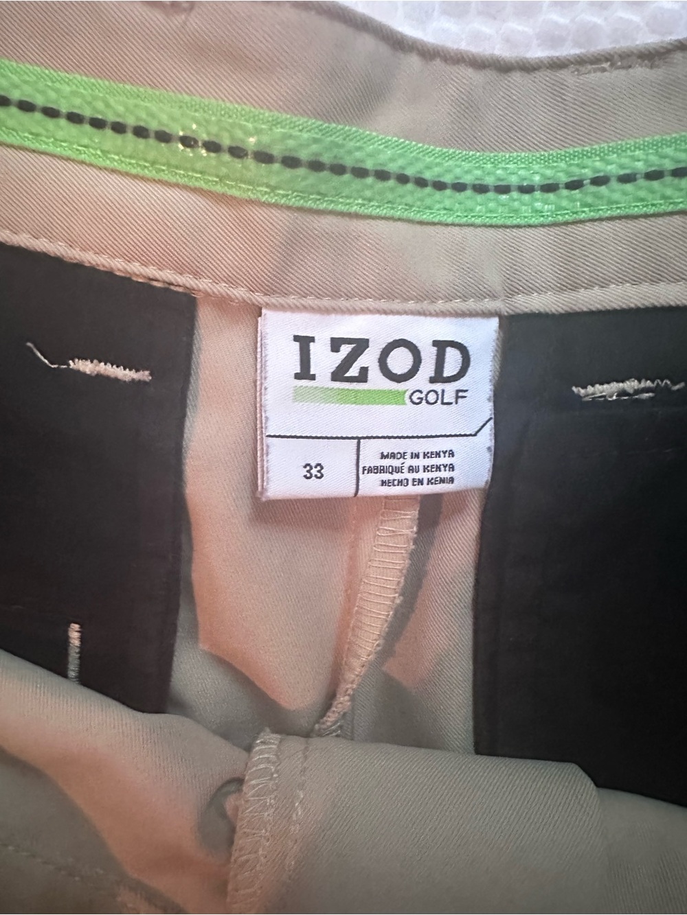 Izod Men’s Flat-Front Khaki Golf Shorts - Picture 2 of 4
